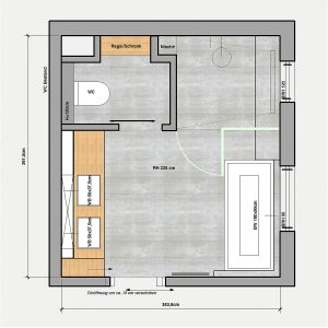 Planen. Badezimmer. Ein Grundriss, drei Varianten. – t-raumwerk