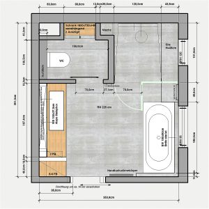 Planen. Badezimmer. Ein Grundriss, drei Varianten. – t-raumwerk