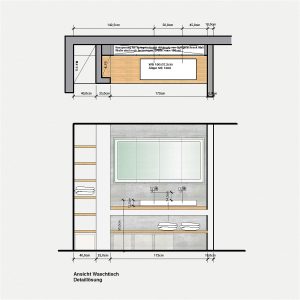 Planen. Badezimmer. Ein Grundriss, drei Varianten. – t-raumwerk