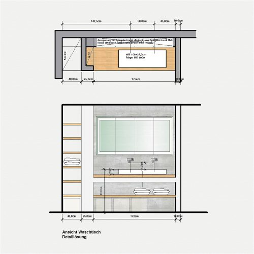 Planen. Badezimmer. Ein Grundriss, drei Varianten. – t-raumwerk